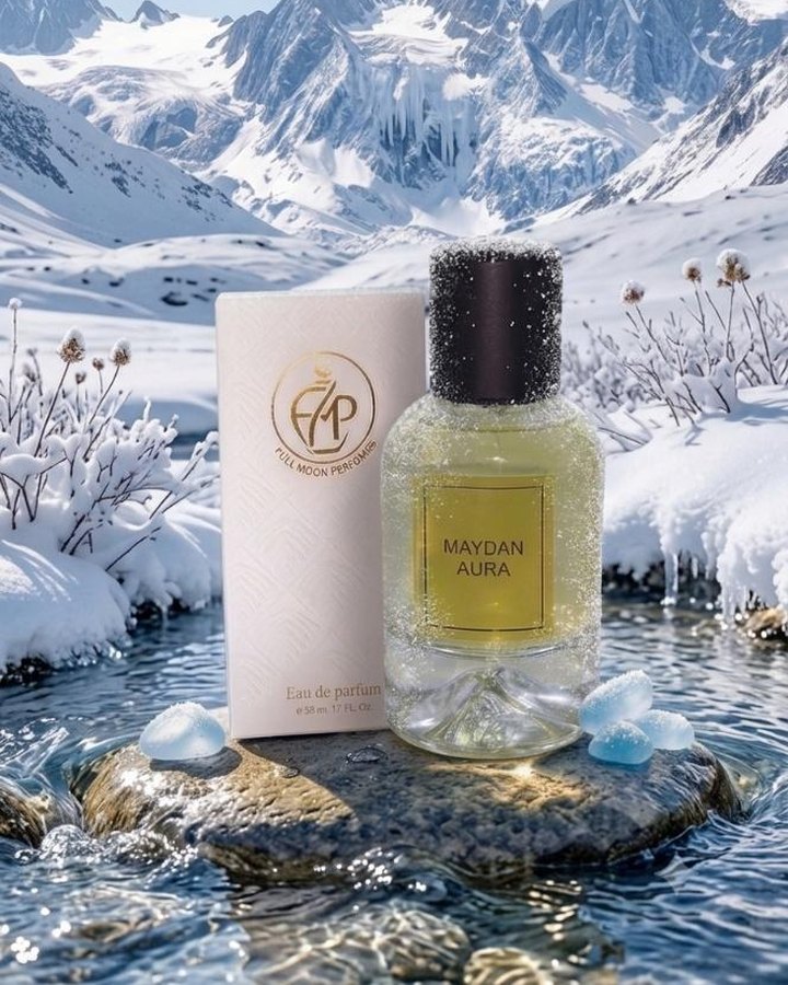 Maydan Aura eau de parfum by an icy mountain stream
